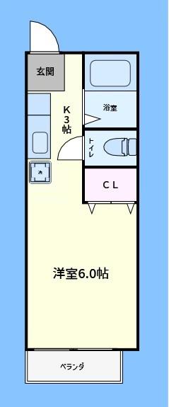 コーポラスしぶや(ワンルーム/2階)の間取り写真