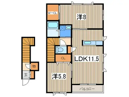 アクタス湘南I(2LDK/2階)の間取り写真