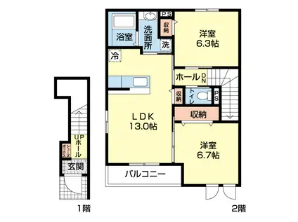 CASA PROTEGER(2LDK/1階)の間取り写真