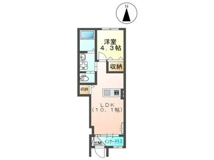 カサ・デル・シエロ(1LDK/1階)の間取り写真