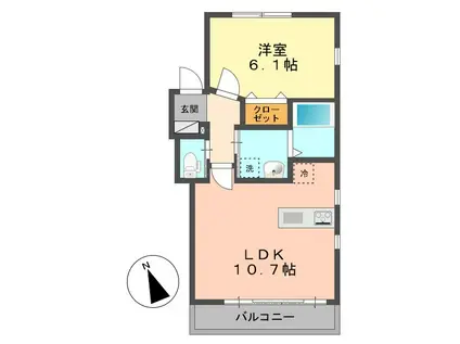 ビューノ北小岩(1LDK/2階)の間取り写真