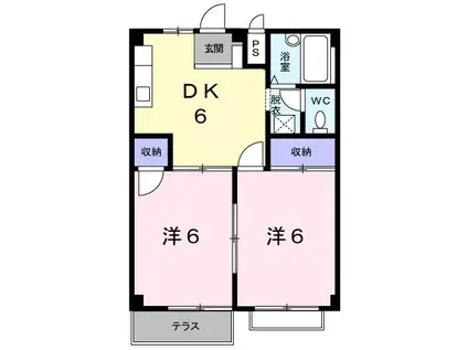シティハイツ上田II(2DK/1階)の間取り写真