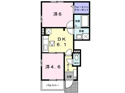 エリクシール(2DK/1階)の間取り写真