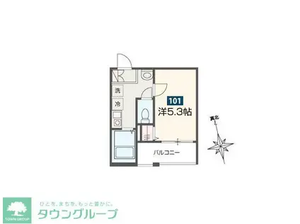 MELLAS柏II(1K/1階)の間取り写真