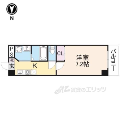 インペリアル奈良大宮(1K/5階)の間取り写真