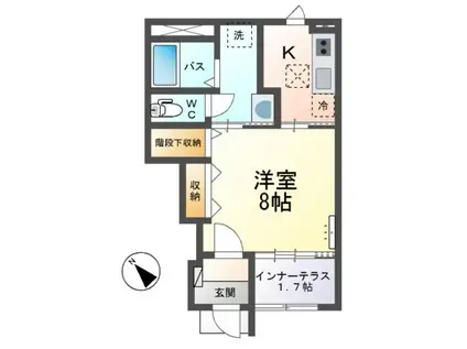 東海村豊白1丁目 アパート(1K/1階)の間取り写真