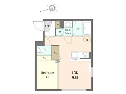 ステラプレイス五橋(1LDK/3階)の間取り写真