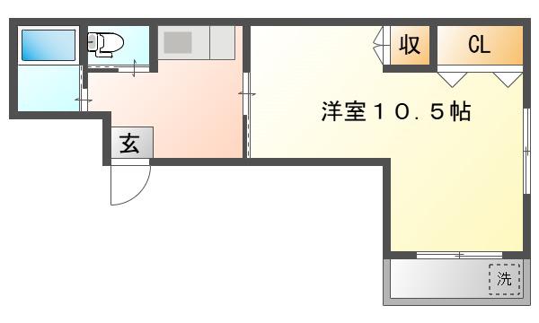 パークアヴェニュー医大北(1DK/2階)の間取り写真