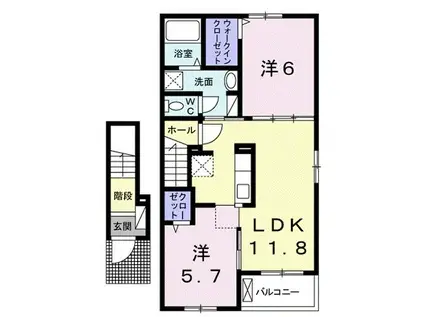 ジェルメ橋爪 I(2LDK/2階)の間取り写真