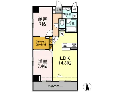 アロッジオ金剛(1SLDK/9階)の間取り写真