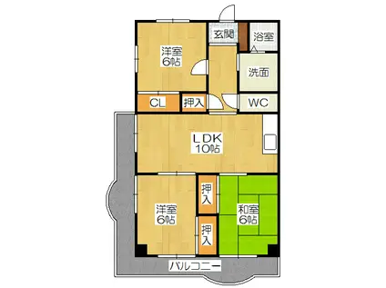 グリーンパーク吉田(3LDK/6階)の間取り写真