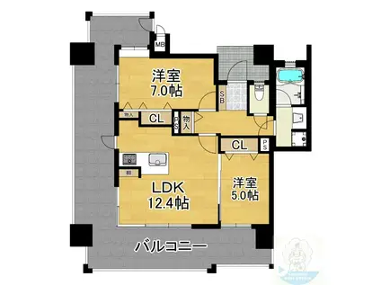 エイルマンション博多駅(2LDK/3階)の間取り写真