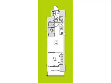 スプランディッド本町グラン(1LDK/6階)の間取り写真