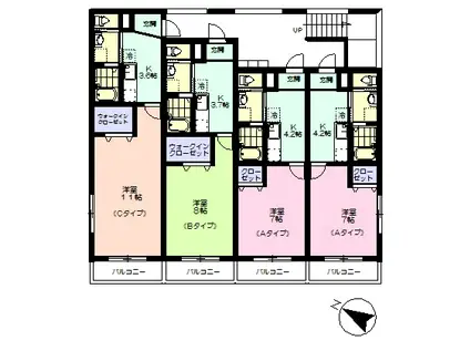 リオ・グランデ - デザイナーズアパート -(1K/3階)の間取り写真