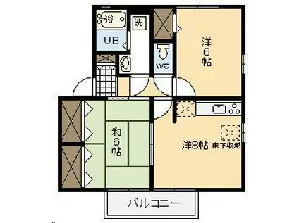 エスポアール日ノ出(2DK/1階)の間取り写真