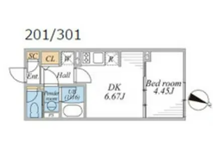 LEGALAND桜新町ANNEX(1DK/4階)の間取り写真