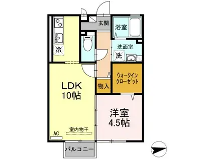 レセンテ住吉(1LDK/1階)の間取り写真