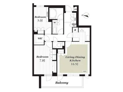 ピアース三宿(2LDK/4階)の間取り写真