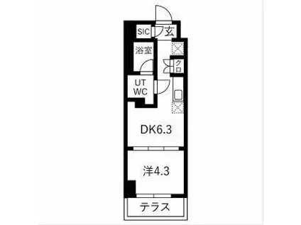 スパシエ幡ヶ谷(1DK/1階)の間取り写真