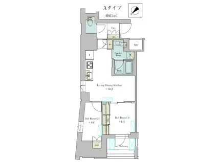 BRILLIA IST 墨田曳舟(2LDK/12階)の間取り写真