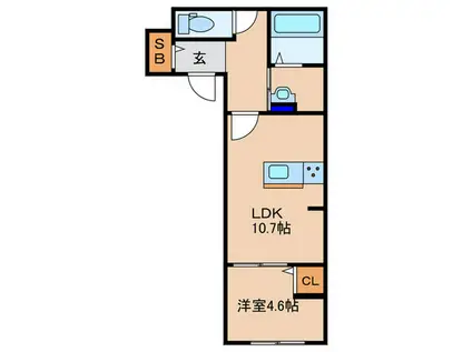 MOON HILLS 上汐(1LDK/1階)の間取り写真