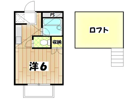 龍ケ崎コーポ(1K/2階)の間取り写真