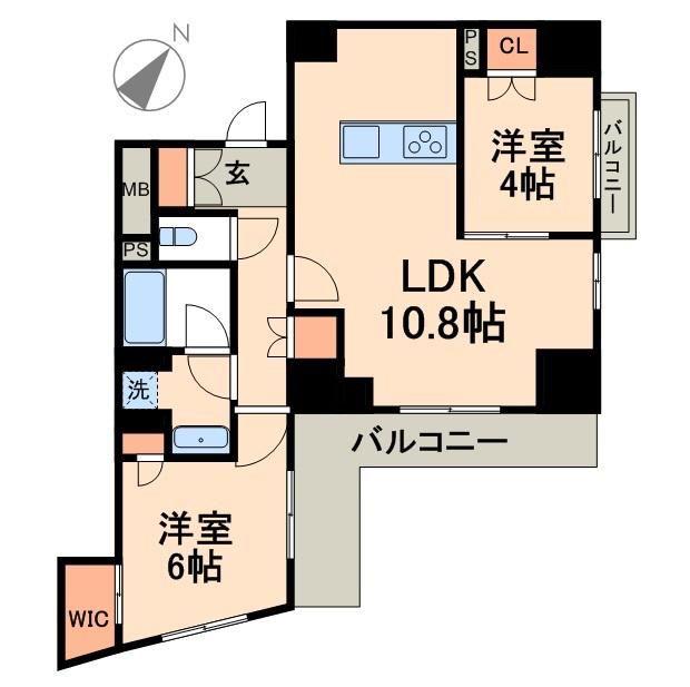 クレアーレ船堀(2LDK/8階)の間取り写真