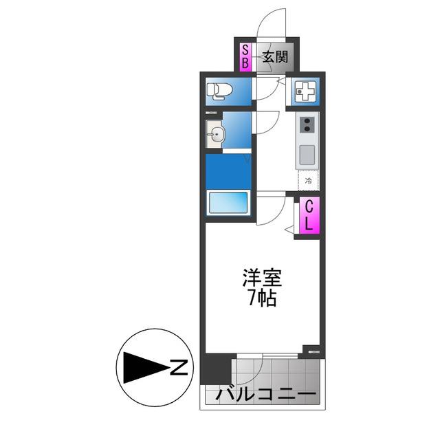 CION OSAKA イースト GATE(1K/7階)の間取り写真