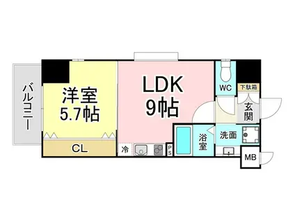 リンデンバウム京町(1LDK/7階)の間取り写真