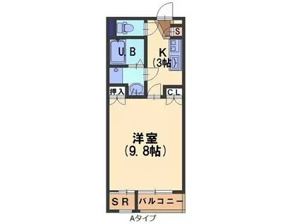 フースバル増泉 (1K/2階)の間取り写真