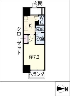 リバーコート砂田橋 II(1K/8階)の間取り写真