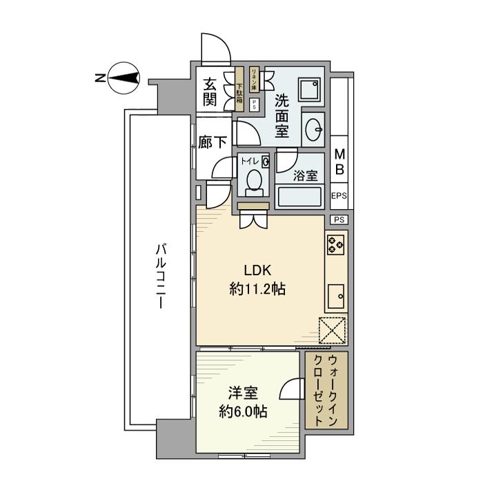 プラウドタワー名古屋伏見(1LDK/11階)の間取り写真