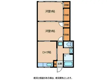 ダイナコーポ(2DK/1階)の間取り写真