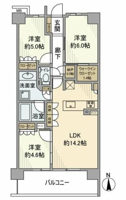 リーフィアレジデンス杉並 井草森公園(3LDK/3階)の間取り写真