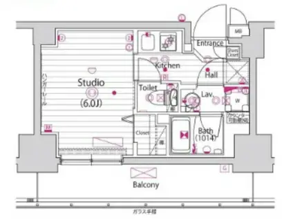 グランド・ガーラ立川(1K/6階)の間取り写真