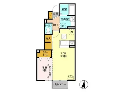 フォーゲルテラス ロート III(1LDK/1階)の間取り写真