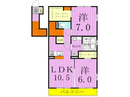 北総線 秋山駅 徒歩23分 2階建 築9年(2LDK/2階)の間取り写真