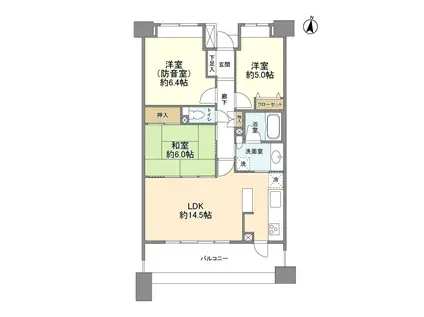 ライオンズプラザ中央林間(3LDK/6階)の間取り写真