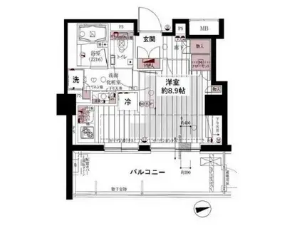 パークハウス中野アーバンス(ワンルーム/6階)の間取り写真