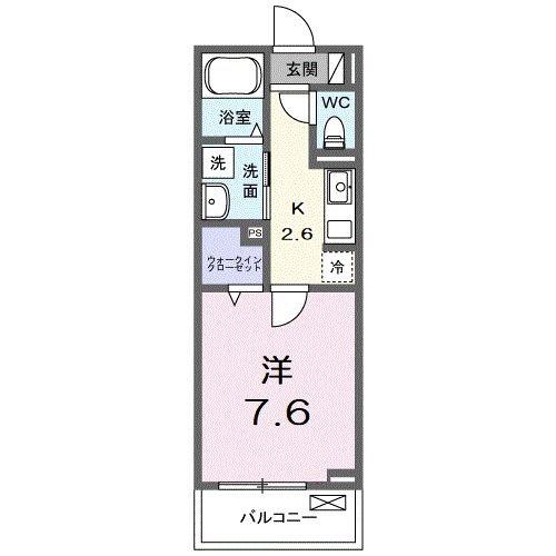 フェリーチェ ピーノ(1K/2階)の間取り写真