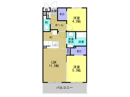 ARTH平松(2LDK/3階)の間取り写真