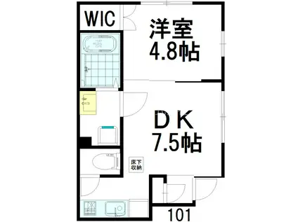 ビーンズ ハウス(1DK/1階)の間取り写真