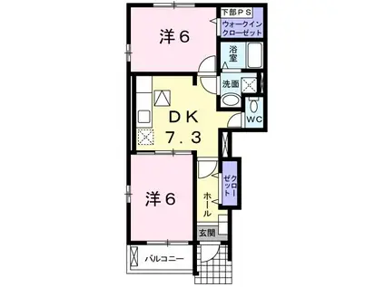 せせらぎ二番館(2DK/1階)の間取り写真