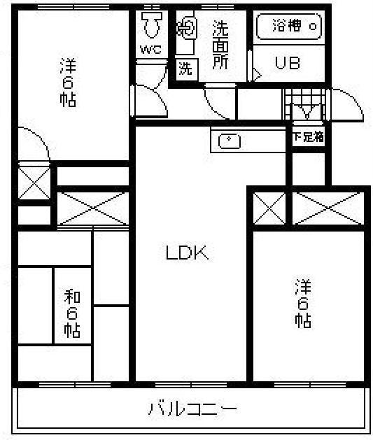 サンライフ永楽(3LDK/1階)の間取り写真