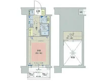 エステムコート新大阪Vソレックス(1K/12階)の間取り写真