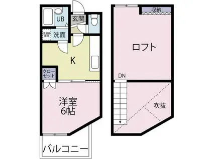 サンクレール江里町(1K/2階)の間取り写真