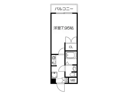 ONE ROOF FLAT NISHINOMIYA旧プレジール阪神(1K/6階)の間取り写真