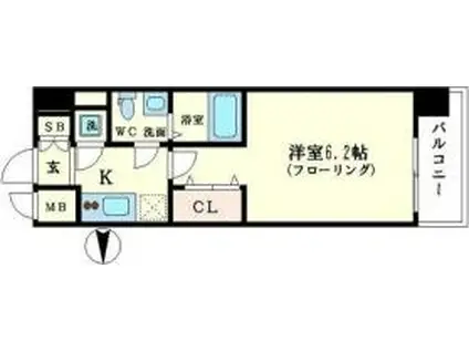エスリード大阪シティグランツ(1K/7階)の間取り写真