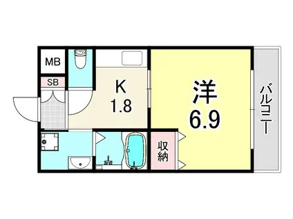 リープラス立花(1K/3階)の間取り写真