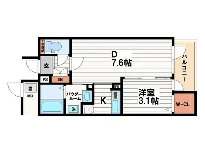 ファーストフィオーレ心斎橋イースト(1DK/8階)の間取り写真